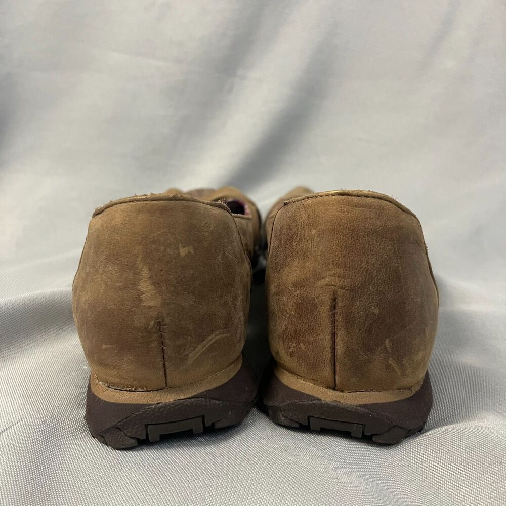 Skechers Leather Brown Original Bikers Buckle Peep Toe Slip On Shoes Womens 8.5 - Picture 4 of 7